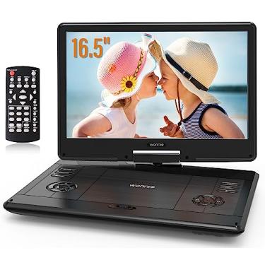 Imagem de WONNIE Leitor De Dvd Portátil De 16,5" Com Tela Giratória Hd Grande De 14,1", Bateria Recarregável Com Duração De 6 Horas, Alto-Falante De Alto Volume, Suporte Para Usb/Cartão Sd/Sincronização De T