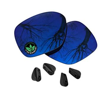 Imagem de Raydi Lentes de reposição de policarbonato e protetores de nariz para óculos de sol Oakley Proxy OO9312 - Trail Blue Mirror - Polarizado