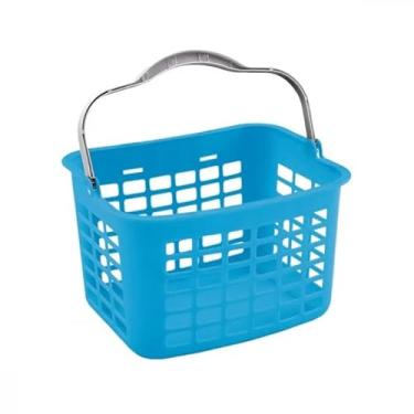 Imagem de Kit 6 Cesta Cestinha Plástica Supermercado Alça 3,5L(AZUL)