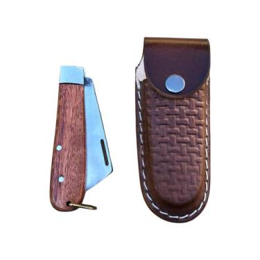 Imagem de Canivete Tradicional Madeira Com Bainha de Couro Legítimo Country - Ca