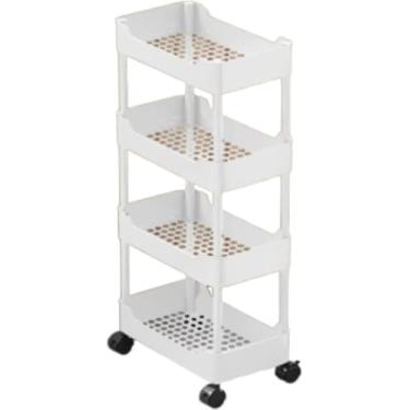 Imagem de Carrinho Organizador Multiuso Com Rodinhas Manicure Banheiro Lavanderia 4 Prateleiras(PEQUENO,BRANCO)