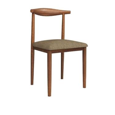 Imagem de Cadeira de jantar ergonômica com acolchoamento confortável e design resistente (nogueira [almofada de tecido cáqui])