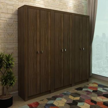 Imagem de Conjunto 3 Armários para Escritório 6 Portas Nogal - Tecno Mobili