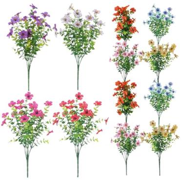 Imagem de Flores ao ar livre artificial, flores artificiais para o ar livre,Decoração realista da Flor de Seda Falsa | Plantas à prova de intempéries decoração adereços para o jardim de casamentos varanda de va