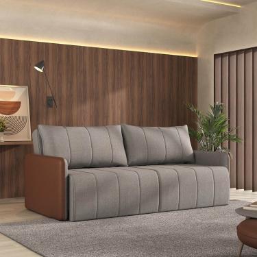 Imagem de Sofá Cama Retrátil e Reclinável 3 Lugares 225cm Jequitibá Cabecasa Madeiramadeira Caramelo/Capuccino