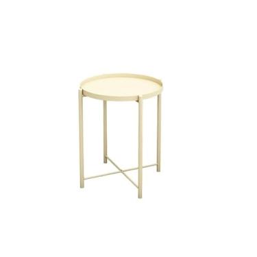 Imagem de Mesa lateral redonda elegante - perfeita para espaços modernos (mesa de centro pequena de camada única amarela)