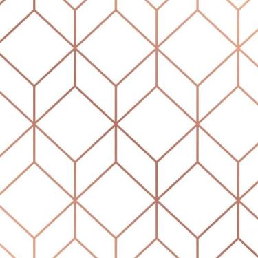 Imagem de Papel de Parede Geométrico Stylish White Rose Gold 2,50m - Inove Papéi