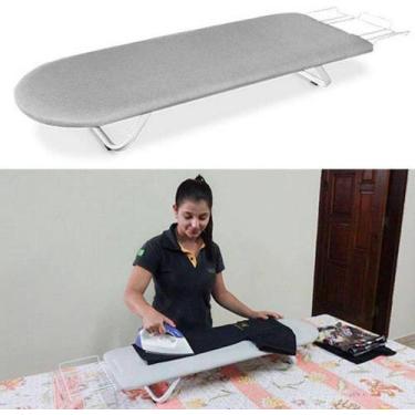 Imagem de Tabua Mesa Passar Roupa Portátil Dobrável Cama C/Porta Ferro Marca Sma