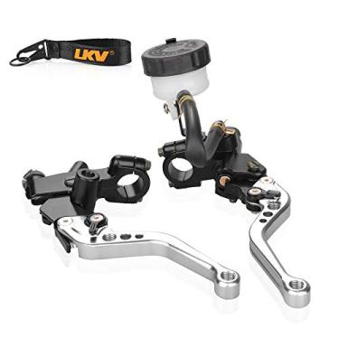 Imagem de LKV Alavanca de bomba de embreagem de freio de motocicleta com reservatório de cilindro mestre hidráulico conjunto de pistão de 22 mm universal CNC compatível com Honda Yamaha Kawasaki Suzuki de 250
