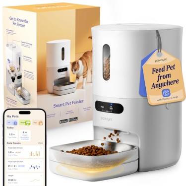 Imagem de Pawsync Alimentador automático para gatos com aplicativo, rastreamento de balança inteligente, horários de alimentação personalizados, capacidade de 3,6 L para gatos e cães pequenos, até 10