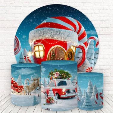 Imagem de Painel Redondo E Capas Tecido Sublimado Natal Fkpc-1024
