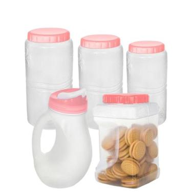 Imagem de Kit 5 Potes Conjunto Multiuso Organização Mantimento Jarra Cozinha - c