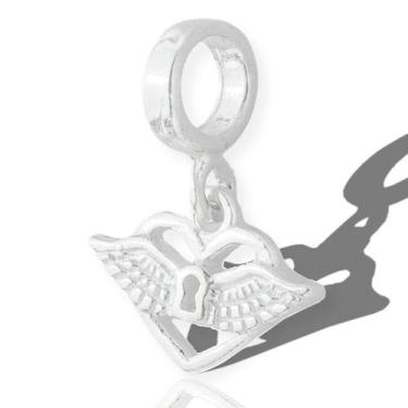 Imagem de Berloque Charms Pingente Coração Asa Chave Prata Original - Lojas La&N
