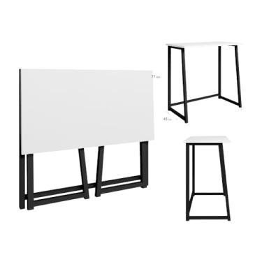 Imagem de Escrivaninha mesa multiuso dobravél estudo trabalho (Preto/Branco)