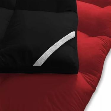Imagem de Pillow Top Protetor De Colchão Dupla Face 400 Fios Extra Macio Solteiro Casal Queen King(Vermelho/Preto,King)