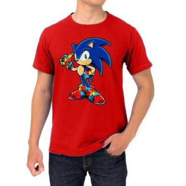 Imagem de Camiseta Autismo sonic Blusa infantil e Adulto Autismo 100% Algodão 30