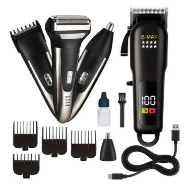 Imagem de Máquina de Cortar Cabelo Aparador de Pelos Nariz e Barba Recarregável 