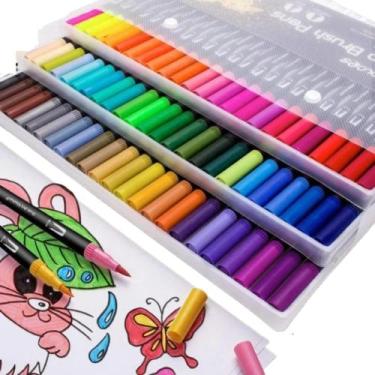 Imagem de Caneta Canetinha Ponta Fina Pincel 60 Cores Artes Desenho - Caneta Can
