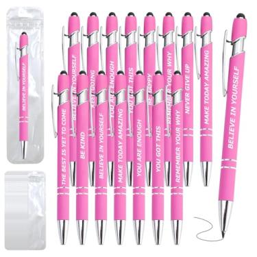 Imagem de Kit de 100 canetas inspiradoras com ponta e frases – 50 canetas motivacionais + 50 bolsas individuais – citação edificante e ideias positivas – para professores, escritório, escola, reuniões, eventos