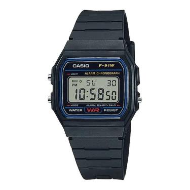 Imagem de Relógio de Pulso Casio Unissex Digital Vintage Feminino Masculino Quadrado Retro F-91W-1DG
