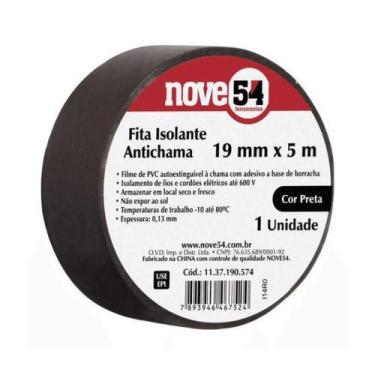 Imagem de Fita Isolante Antichama Preta 19mmx5m Até 600V Nove54 - 000084