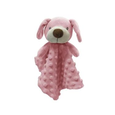 Imagem de Naninha Para Bebê Com prendedor de Chupeta Minha Primeira Naninha - Laço Bebe (Cachorro Rosa)