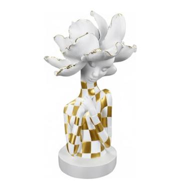 Imagem de Estátuas africanas para decoração de casa, decorações de esculturas para sala de estar, estatuetas de busto de senhora africana de 28 cm, ornamento estético moderno africano para prateleiras e mesas