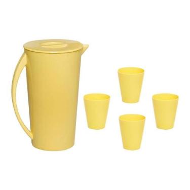 Imagem de Kit Jarra Fresc 2,5L 4 Copos Tendência Polipropileno Amarela - Vemplas