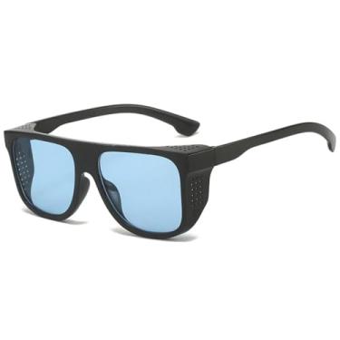 Imagem de Óculos de sol com armação punk, feminino, masculino, vintage, moderno, esportivo, para atividades ao ar livre, pesca, UV400 (preto, azul)