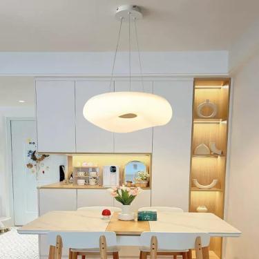 Imagem de Lustre Led Luz De Jantar Interna Creme Design De Abóbora Luz Pendente Decorativa Lâmpada Pendurada De Acrílico Lâmpada De Teto Regulável Com Controle Remoto Sala De Estar Quarto Iluminação