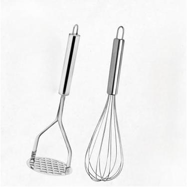 Imagem de KIT 3 Peças Amassador de Batata Batedor de Claras Fuê e Colher de Sorvete Alumínio Casa Cozinha(KIT 2)