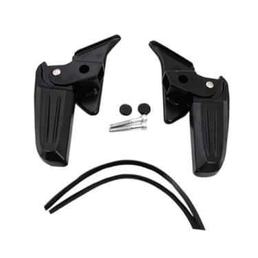 Imagem de UGPLM Apoios para os pés de motocicleta dobráveis, antiderrapantes e fáceis de instalar, apoios para os pés resistentes, suportes para pedais para peças de, Preto