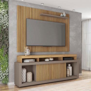 Imagem de Rack com Painel para TV Até 70 Polegadas Puerto Buriti/Marrom Claro - Pnr Móveis