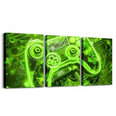 Imagem de Feelyou Pintura de parede de gamer infantil impressões galáxia imagem de jogos decoração de parede meninos meninas moderno console de jogos arte de parede para sala de estar quarto gamepad