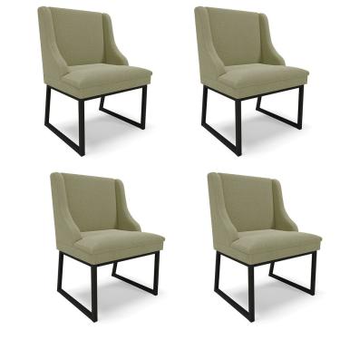 Imagem de Cadeira Sala De Jantar Industrial Preto Kit 4 Liz Bouclê Pistache D03 - D'rossi