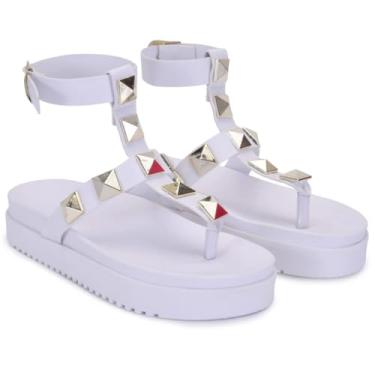 Imagem de Sandália Plataforma Feminina Salto Alto Spake Branca Fita Tornozelo - Notorian (Branco, BR, Adulto, Numérico, 37)