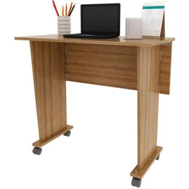 Imagem de Mesa Escrivaninha Dobrável Com Rodízio Amêndoa - TECNOMÓBILI