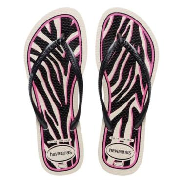 Imagem de Havaianas Chinelo Feminino Slim Animals, Estampa Animal Print, Tiras Finas (Bege Palha, BR, Adulto, Faixa Numérico, M, 37, 38)