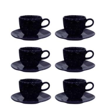 Imagem de Conjunto de Xícaras de Café com Pires Safira, 220ml, 6 Peças, Azul Marinho