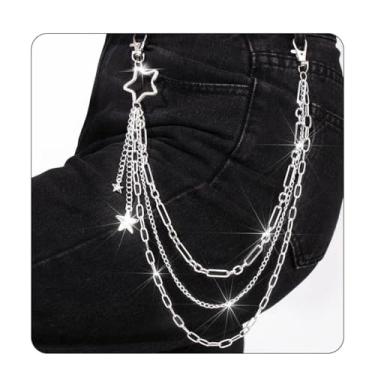 Imagem de Auwoyss Correntes de calça para homens e mulheres punk para calças, calças hip hop, corrente de bolso para jeans, One Size, Liga metálica, Sem Pedra Preciosa