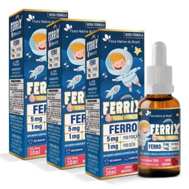 Imagem de Kit 3x Ferrix Kids (Ferro 5mg Por Porção) 30mL Cada - Ferro Infantil -