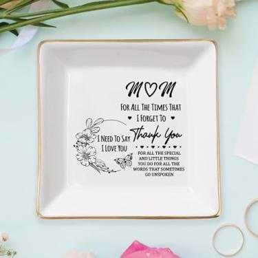 Imagem de IWANTDIY Presente para mãe de filha e filho, Dia das Mães, Natal, Ação de Graças, presente de aniversário para mãe e filha, anel de cerâmica, bandeja decorativa de joias