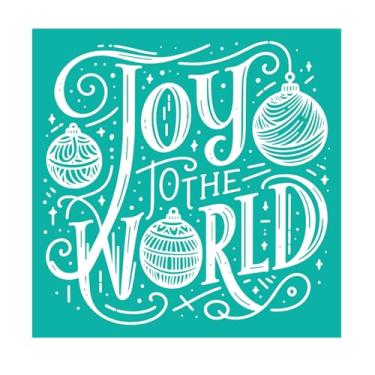 Imagem de Joy to The World, citação Feliz Natal, estêncil de tela de seda, transferência de tela de seda de Natal cristão, transferências de malha de Natal para café bar, decoração de casa interna e externa 1
