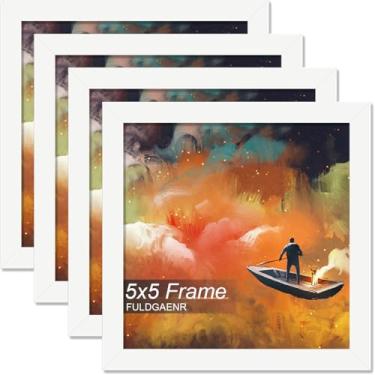 Imagem de FULDGAENR Conjunto de 4 porta-retratos 12,7 x 12,7 cm, molduras brancas para certificado de pôster, moldura de parede/mesa de alta transparência com visor vertical horizontal (pacote com 4 | branco |