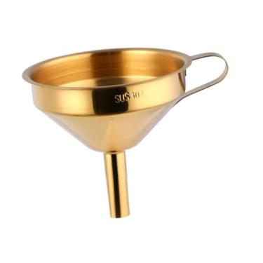 Imagem de Bothyi Funil de óleo de cozinha com filtro removível, transferência de líquidos, ferramenta de cozinha versátil e à prova de vazamentos, filtro para, Ouro