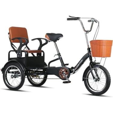 Imagem de Triciclo Adulto, Bicicleta Dobrável Para Idosos, Com Banco Traseiro E Cesta De Carga Assento Confortável Bicicleta De 3 Rodas, Compras De Exercícios Para Idosos, Black, E
