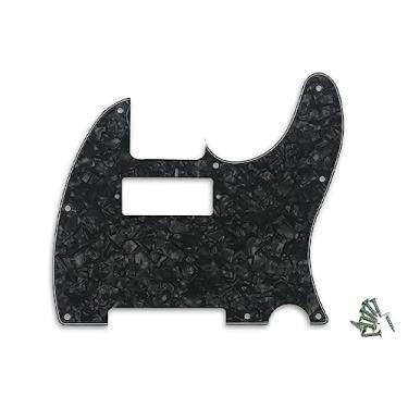 Imagem de ROZILO 8 furos Tele Mini Humbucker Pickguard com mini furo de captação Humbucker para Tele/Telecaster Black Pearl
