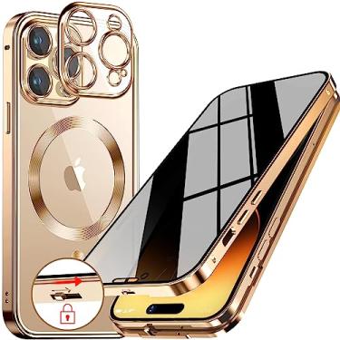 Imagem de Upholyee [Anel de metal CD e bloqueio automático pop-up capa magnética de privacidade para iPhone 12 Pro Max [compatível com MagSafe] [proteção de lente integrada] Capa protetora de corpo inteiro com