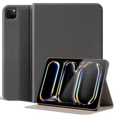 Imagem de XFYKJIN Capa para iPad Pro de 11 polegadas 2024 M4 A2836 A2837 A3006, capa protetora à prova de choque inteligente, suporte ajustável - despertar/hibernar automático e vários ângulos de visão, cinza