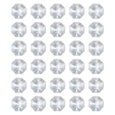 Imagem de PATIKIL Pingentes de cristal octógono K9 com 2 furos, pacote com 30, lustre de 16 mm, peças de prismas, ornamentos para pendurar contas para decoração de artesanato DIY, transparente